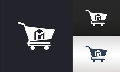 shopping cart and letter m