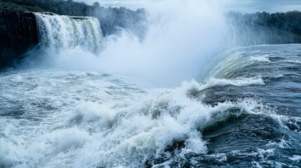 Majestic waterfall eruption nature reserve scenic landscape outdoor panoramic view natural wonder