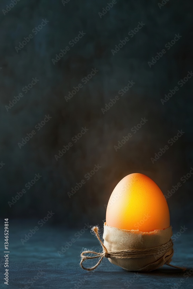 Poster egg with an ancient scroll wrapped around it, glowing softly