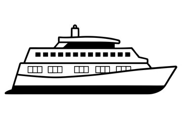 Obraz premium ferry line art silhouette vector illustration