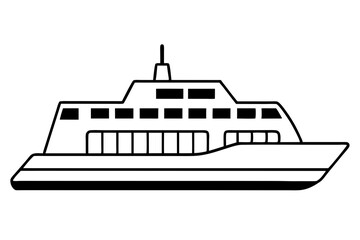 Obraz premium ferry line art silhouette vector illustration