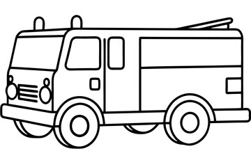 fire truck line art silhouette vector illustration