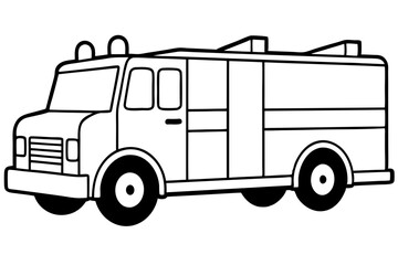 fire truck line art silhouette vector illustration