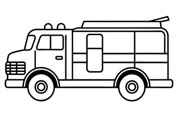 fire truck line art silhouette vector illustration