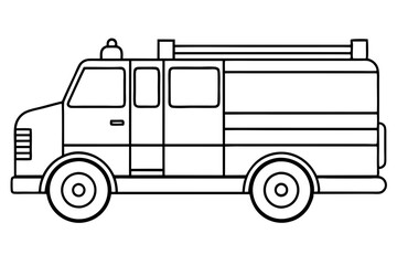 fire truck line art silhouette vector illustration