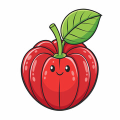 acerola cartoon isolated on white