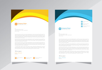 Modern letterhead design template with yellow and blue color. creative modern letter head design template for your project. letterhead, letter head, Business letterhead design.
