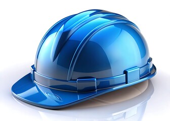 Fototapeta premium A vibrant blue hard hat, symbol of safety and construction, gleaming under bright studio lighting.