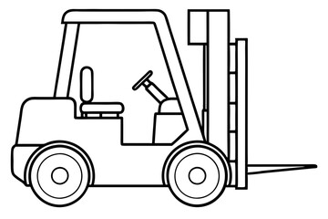 forklift line art silhouette vector illustration