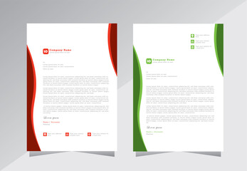 creative letterhead design for business, company letterhead template, A4 letter head design, red and green color letterhead. vector eps 10	