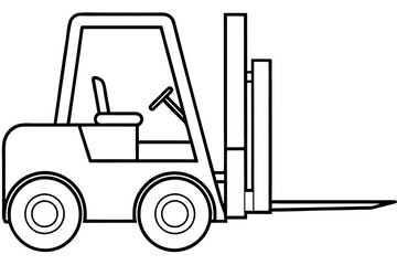 forklift line art silhouette vector illustration