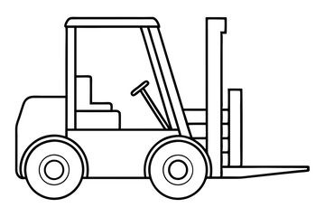 forklift line art silhouette vector illustration