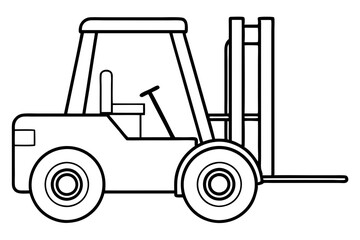 forklift line art silhouette vector illustration