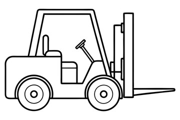 forklift line art silhouette vector illustration
