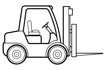 forklift line art silhouette vector illustration
