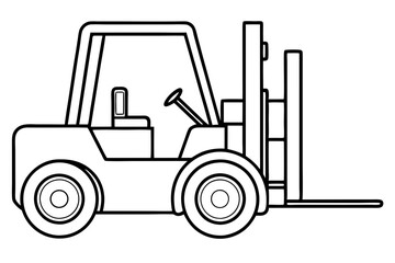 forklift line art silhouette vector illustration