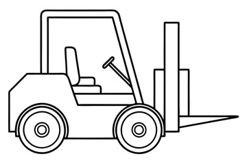 forklift line art silhouette vector illustration