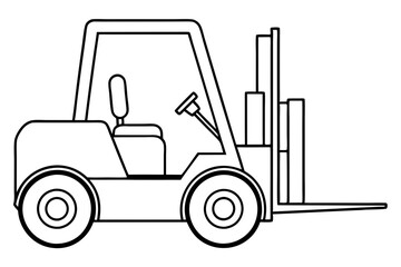 forklift line art silhouette vector illustration