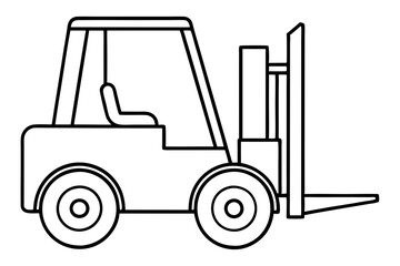 forklift line art silhouette vector illustration
