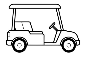 golf cart line art silhouette vector illustration