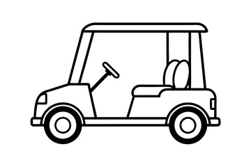 Fototapeta premium golf cart line art silhouette vector illustration