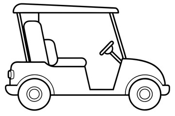 golf cart line art silhouette vector illustration