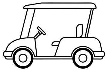Fototapeta premium golf cart line art silhouette vector illustration