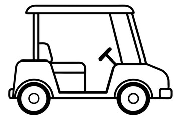 golf cart line art silhouette vector illustration