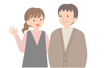笑顔で会話する若い夫婦D