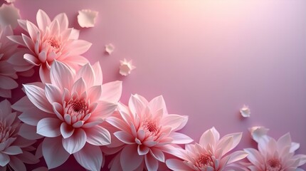Elegant Soft Pink Dahlias Pastel Floral Art Background Image