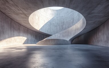 Abstract Concrete Architecture with Skylight in a Modern Minimalist Interior