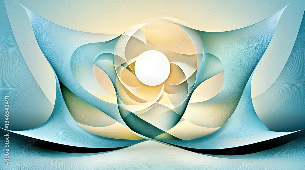 Poster elegant abstract background with a soft blue and white gradient, featuring a subtle glowing white ci