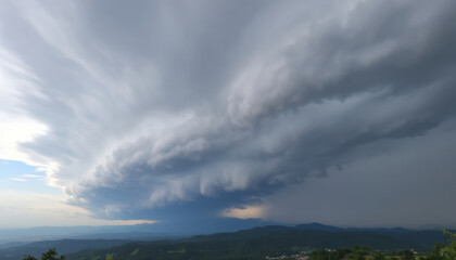 Majestic Storm Clouds over Serene Landscape