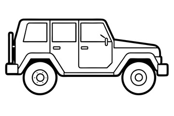 Fototapeta premium jeep line art silhouette vector illustration
