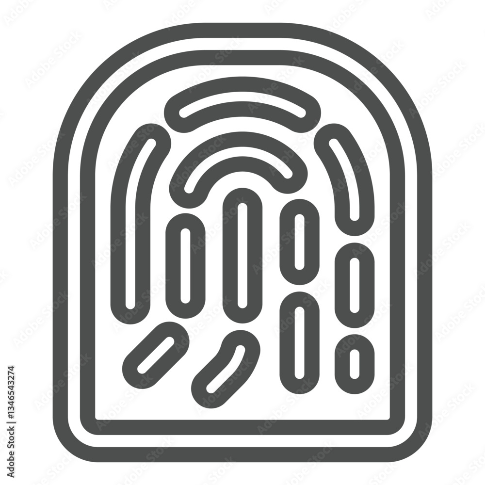 Poster fingerprint scan sample line icon, biometric scanner concept. vector graphics. finger print sign on 