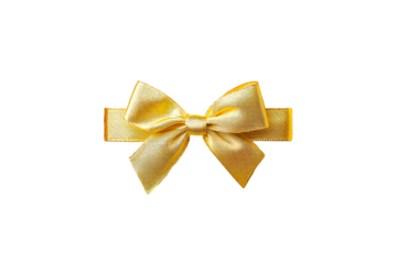Decorative gold ribbon bow with tails for celebrations and crafts