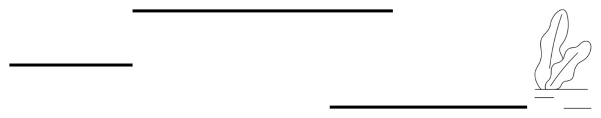 Obraz premium Horizontal black lines with a small potted plant drawn in minimalist line art style. Ideal for decoration, simplicity, modern design, nature theme, office decor, minimalism, flat simple metaphor