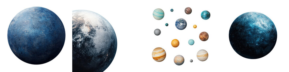 Naklejka premium A collection of planets moons and other celestial bodies in the vast and mysterious universe showcasing the diversity and beauty of the cosmos