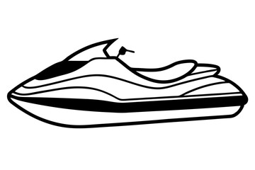 jet ski line art silhouette vector illustration