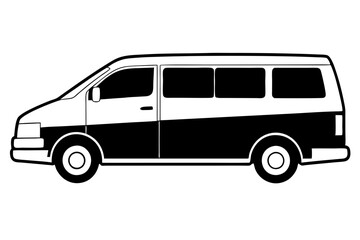 mini van line art silhouette vector illustration