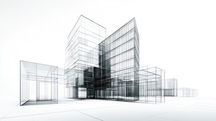 Architectural sketch, city buildings, modern design, digital illustration, background, graphic concept
