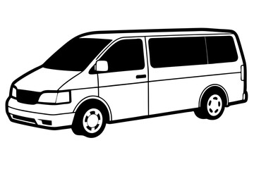 mini van line art silhouette vector illustration