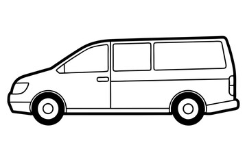 mini van line art silhouette vector illustration