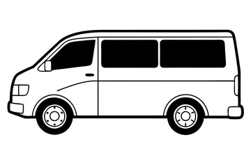 mini van line art silhouette vector illustration