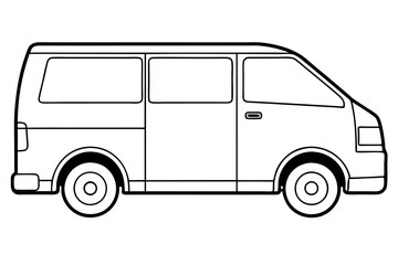 mini van line art silhouette vector illustration