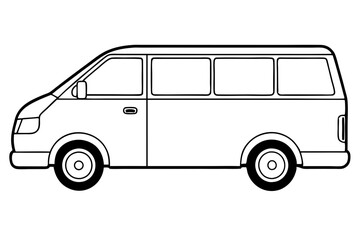 mini van line art silhouette vector illustration