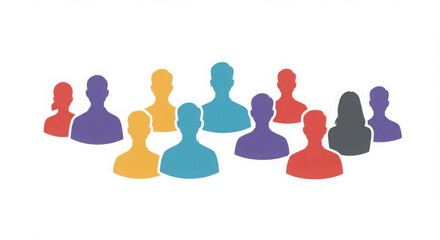 Diverse Group of Colorful People Icons; Flat Design Team Avatar Collection