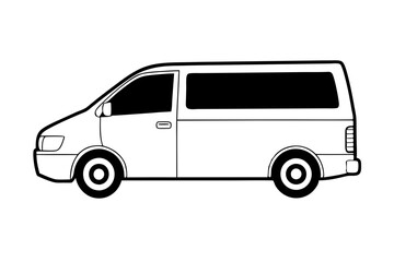 mini van line art silhouette vector illustration