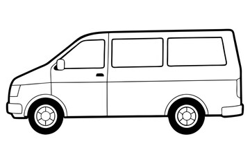 mini van line art silhouette vector illustration