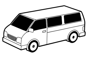 mini van line art silhouette vector illustration